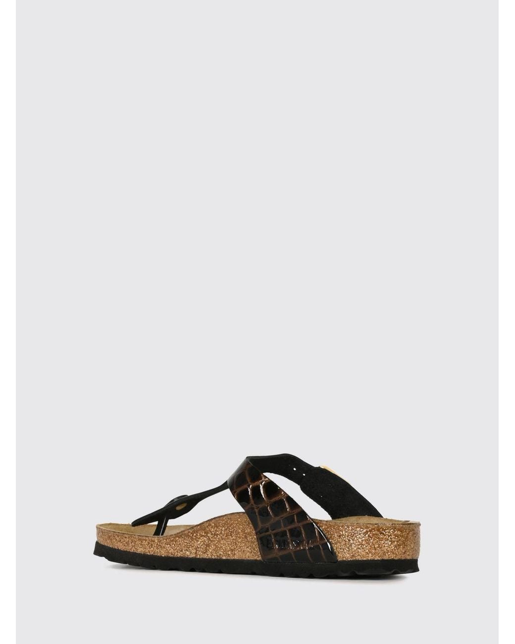 Birkenstock Black Gizeh Croc-Effect Leather Thong Sandals
