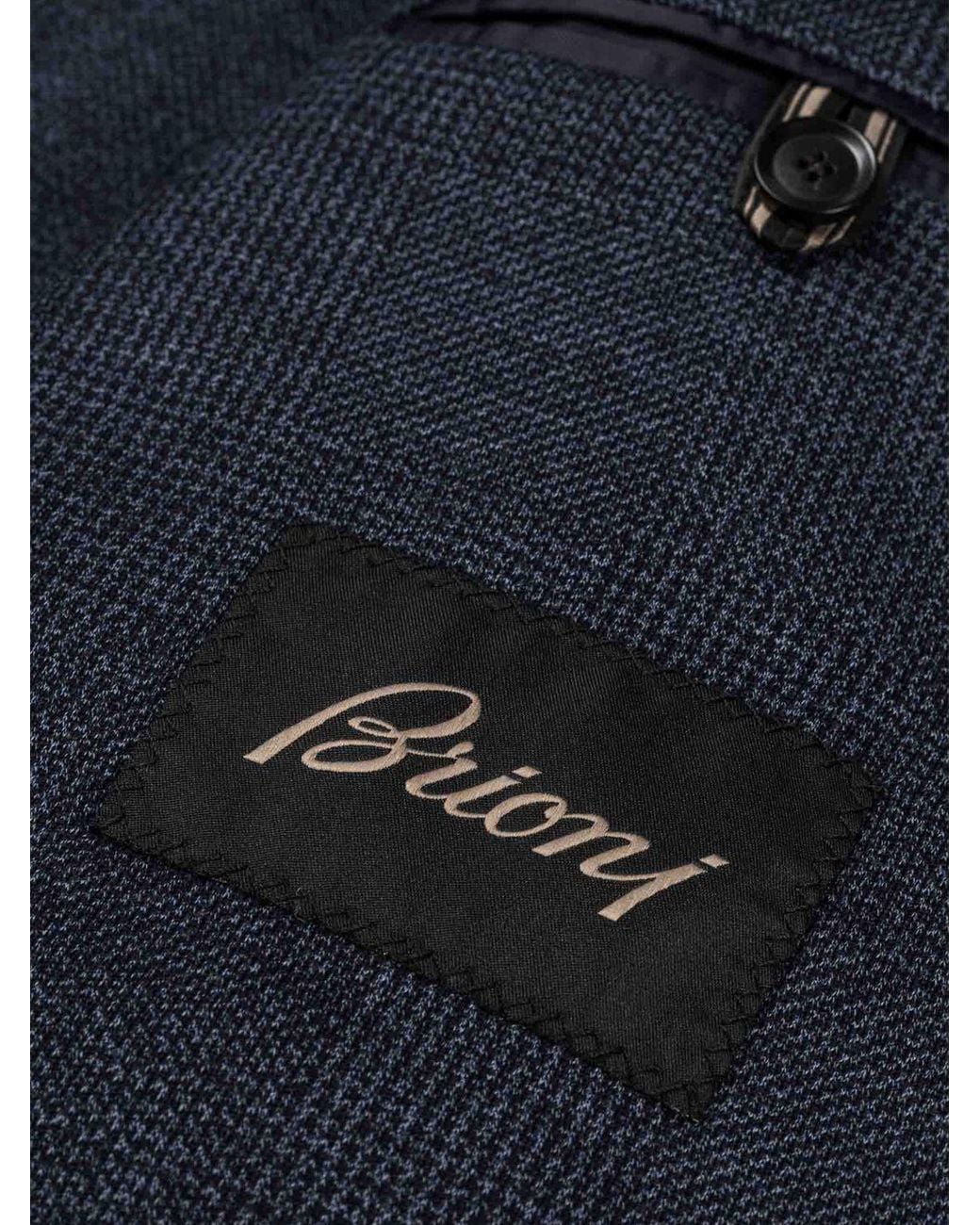 Brioni Blue Single-Breasted Wool Blazer With Patch Pockets for men