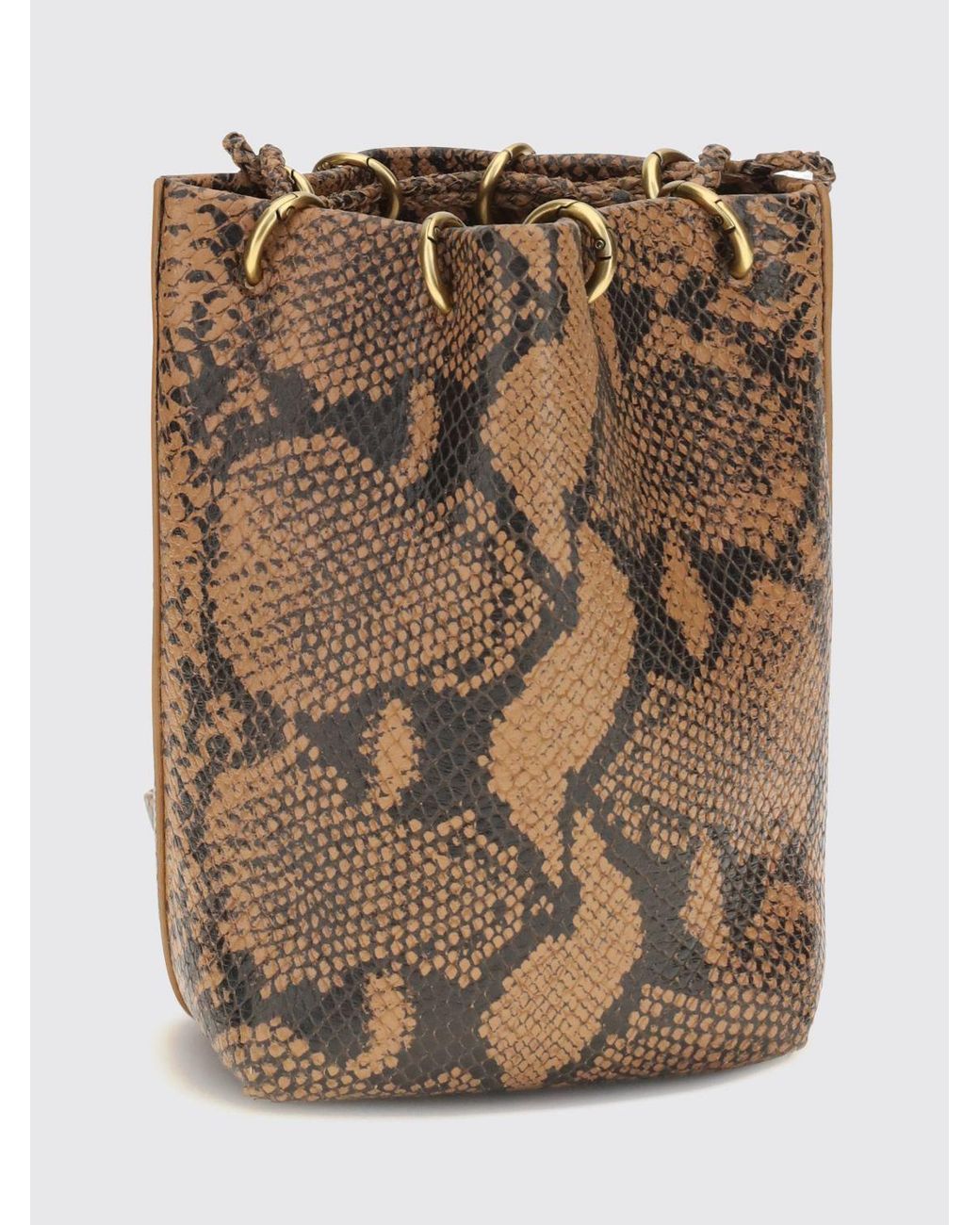 Benedetta Bruzziches Brown Doudou Python Print Mini Bucket Bag