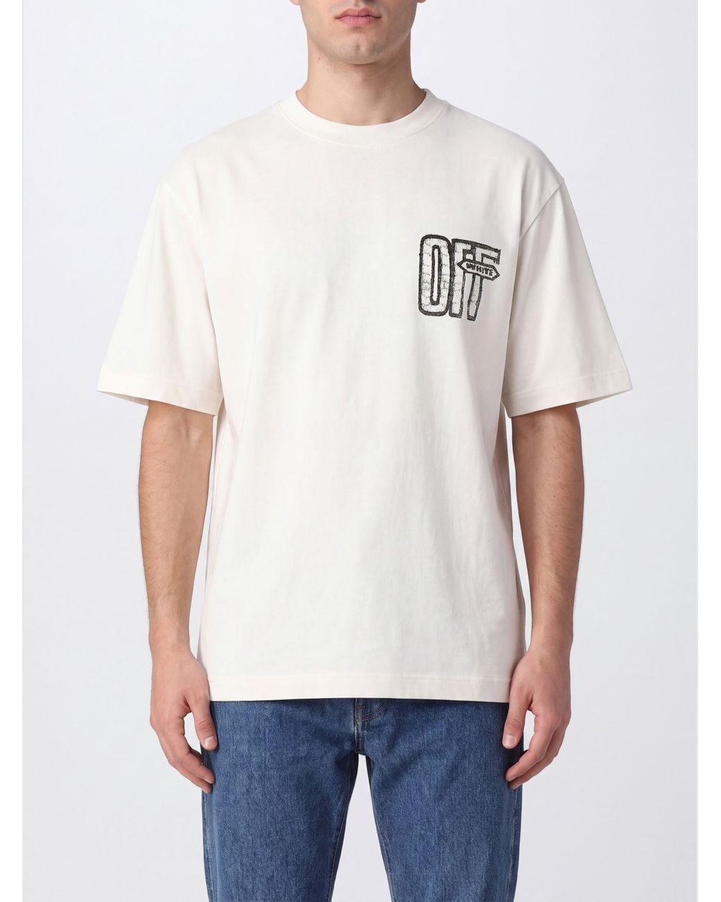Off-White c/o Virgil Abloh White Cotton T-Shirt With Contrast Arrow Logo On The Back for men