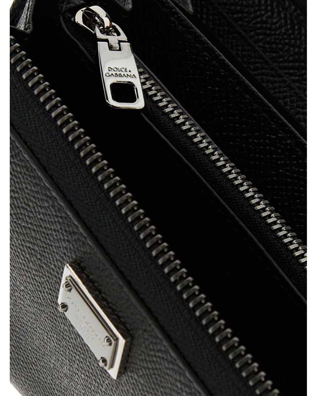 Dolce & Gabbana Black Dolce &Amp Gabbana Calfskin Continental Zip Wallet With Logo for men