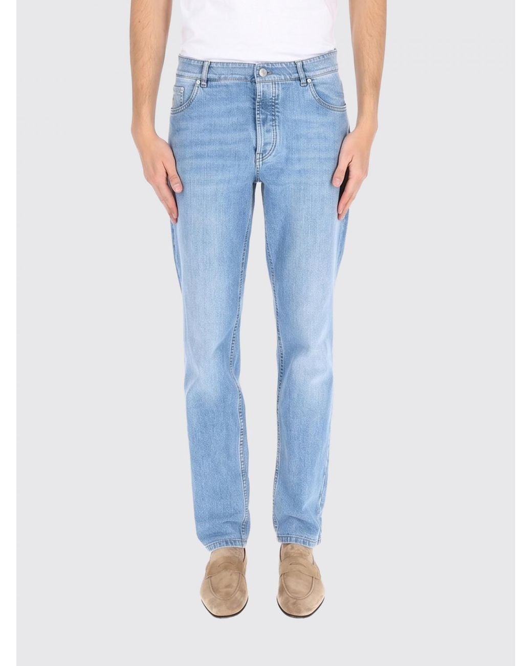 Brunello Cucinelli Blue Slim Fit Stretch Denim Jeans for men