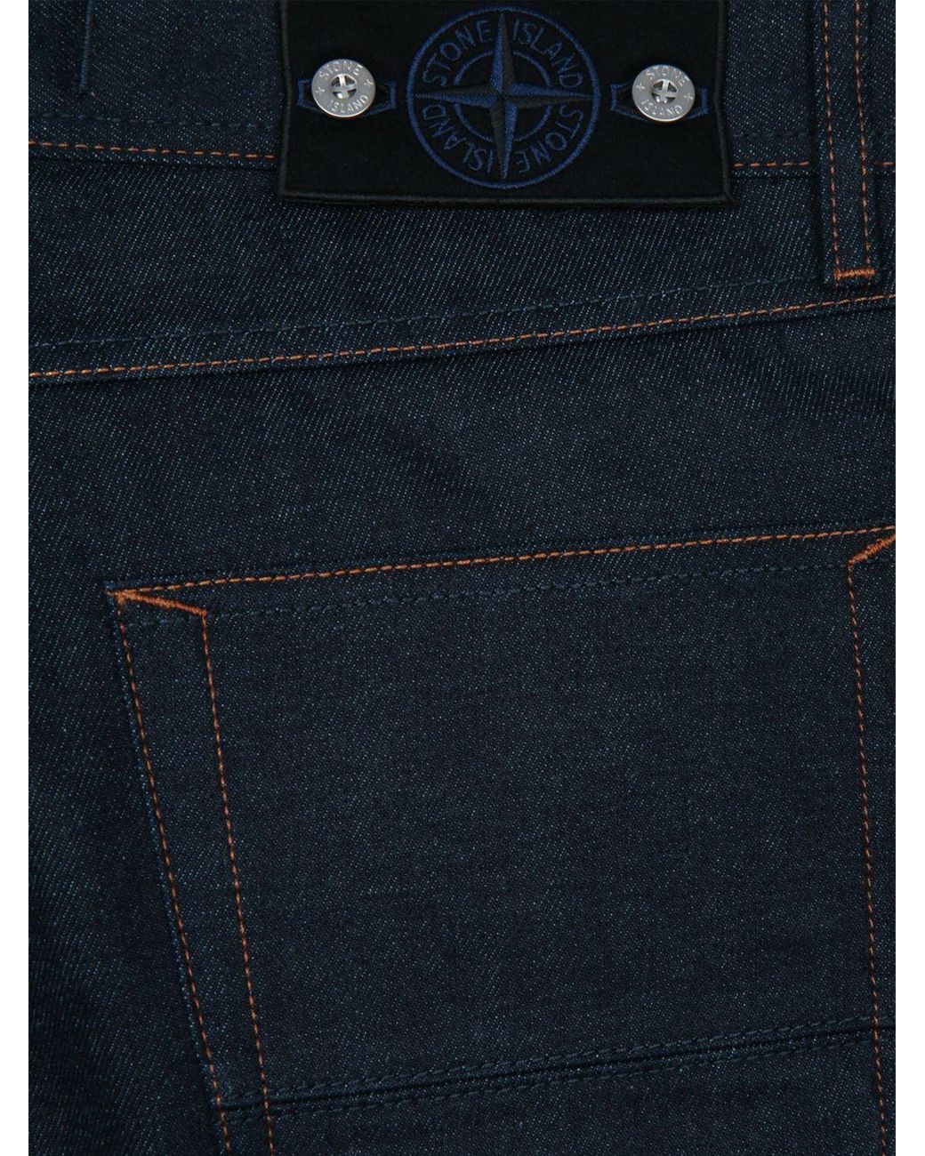 Stone Island Blue Regular Fit Cotton Denim Jeans With Rear Compass Logo for men