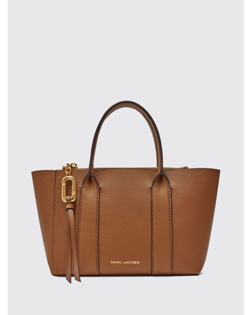 Marc Jacobs Brown The Pop J Marc Work Tote Mini Grained Leather Bag With Shoulder Strap
