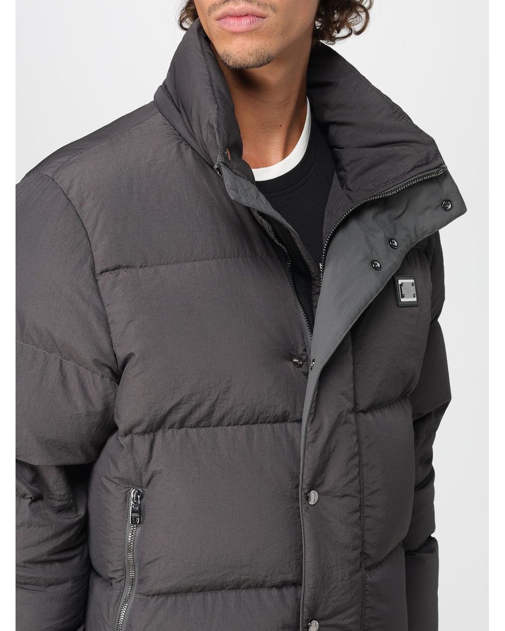 Dolce & Gabbana Gray Dolce &Amp Gabbana Nylon Down Jacket With Hood for men