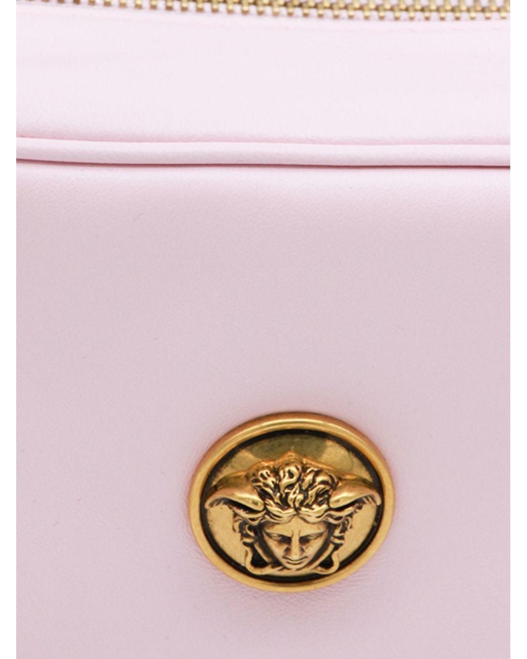 Versace Pink Emblème Small Leather Shoulder Bag With Medusa Logo