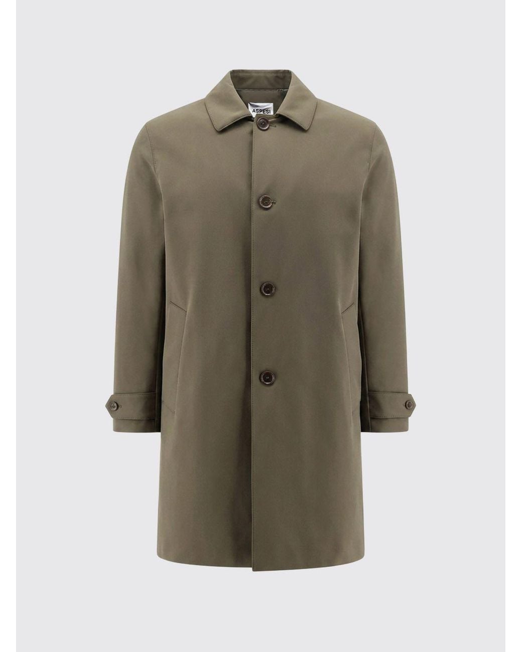 Aspesi Natural Single-Breasted Knee-Length Trench Coat for men