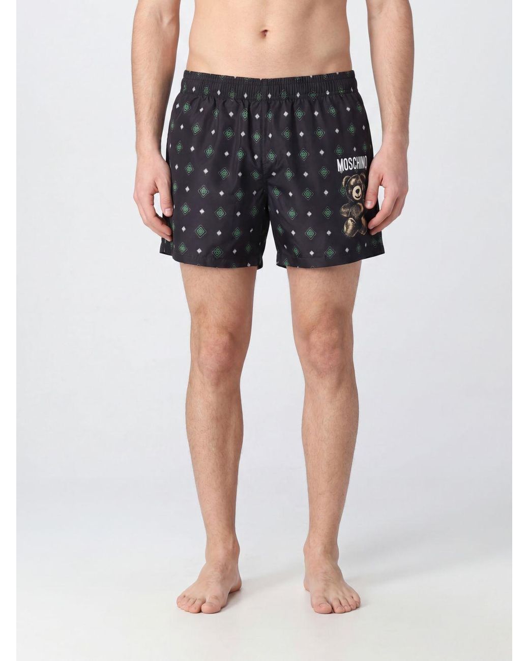 Moschino Couture Blue Monaco Polyester Swimming Shorts With Teddy Bear Print for men