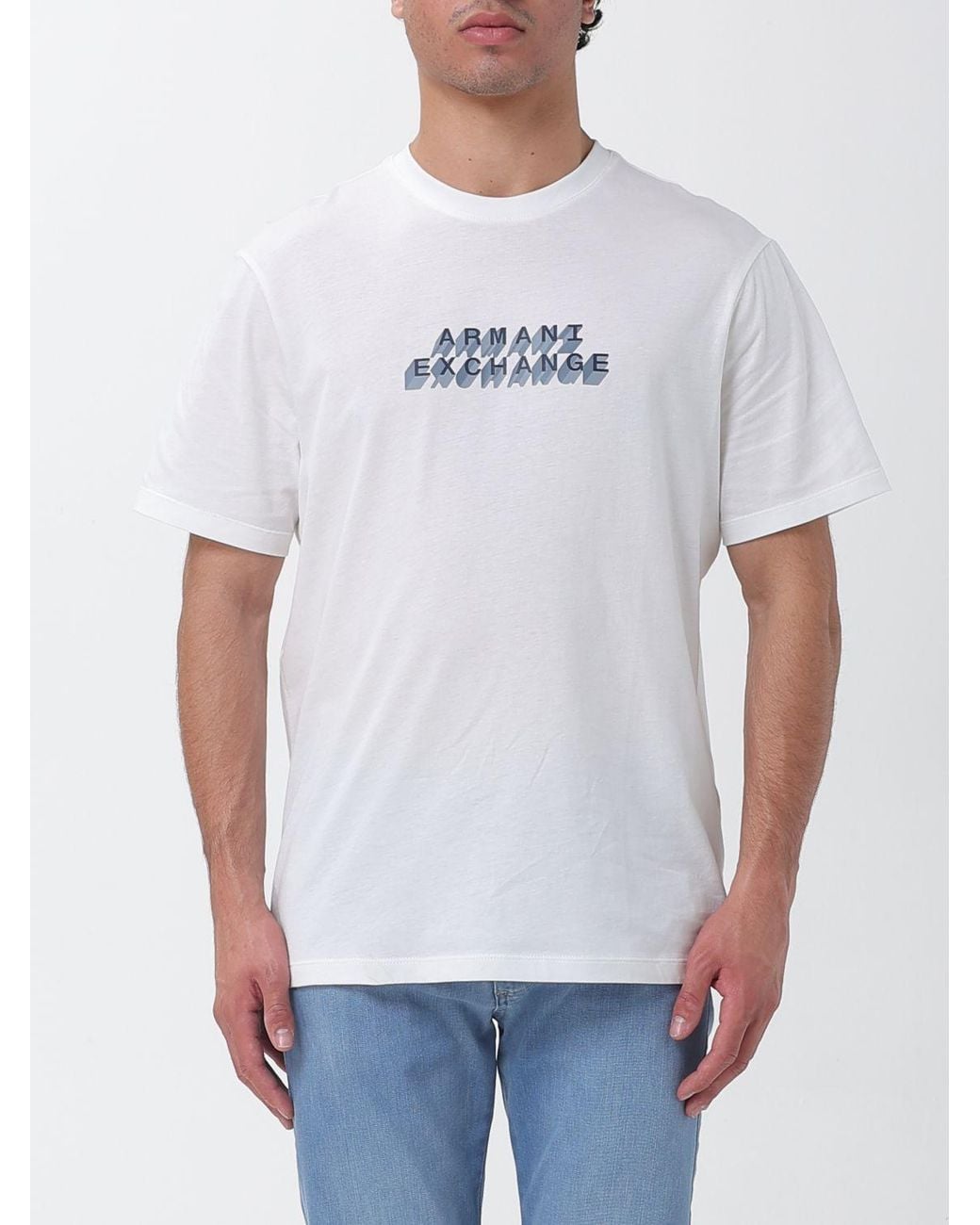 ARMANI EXCHANGE White Crew Neck T-Shirt With Logo for men