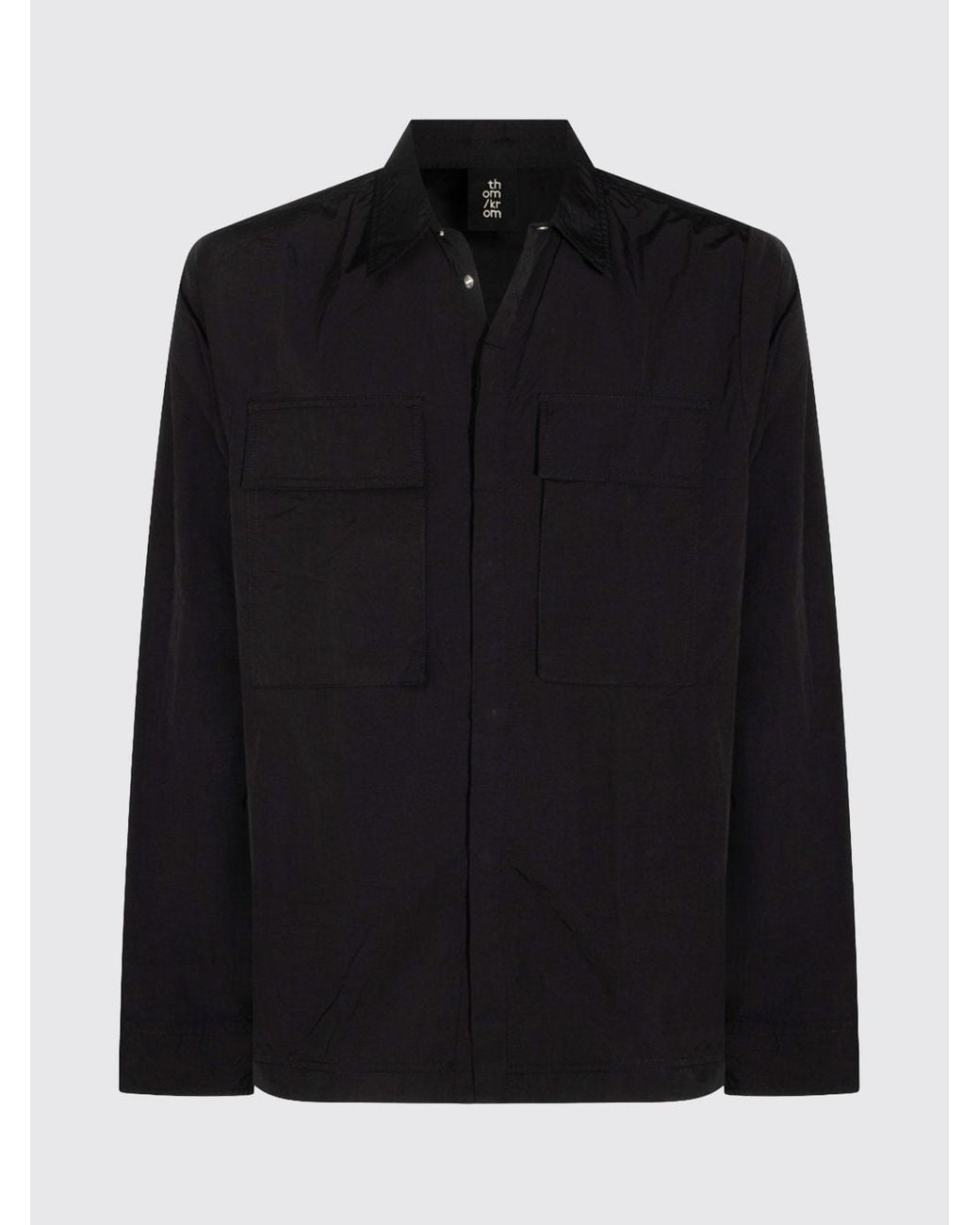 Thom Krom Blue Technical Fabric Utility Shirt With Patch Pockets for men