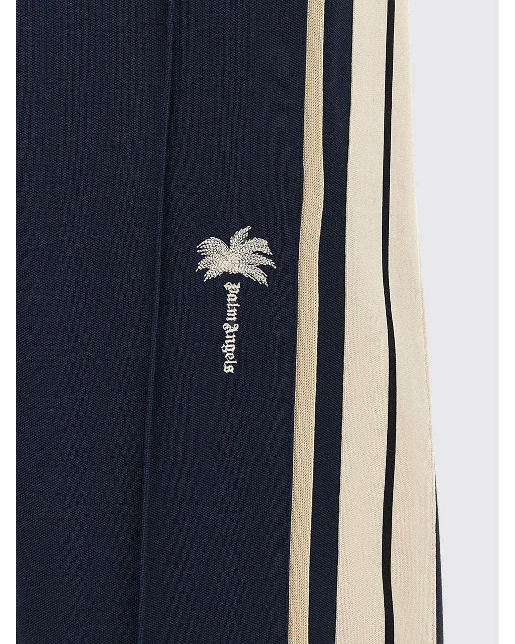 Palm Angels Blue Jersey Jogging Trousers With Contrasting Embroidered Logo for men