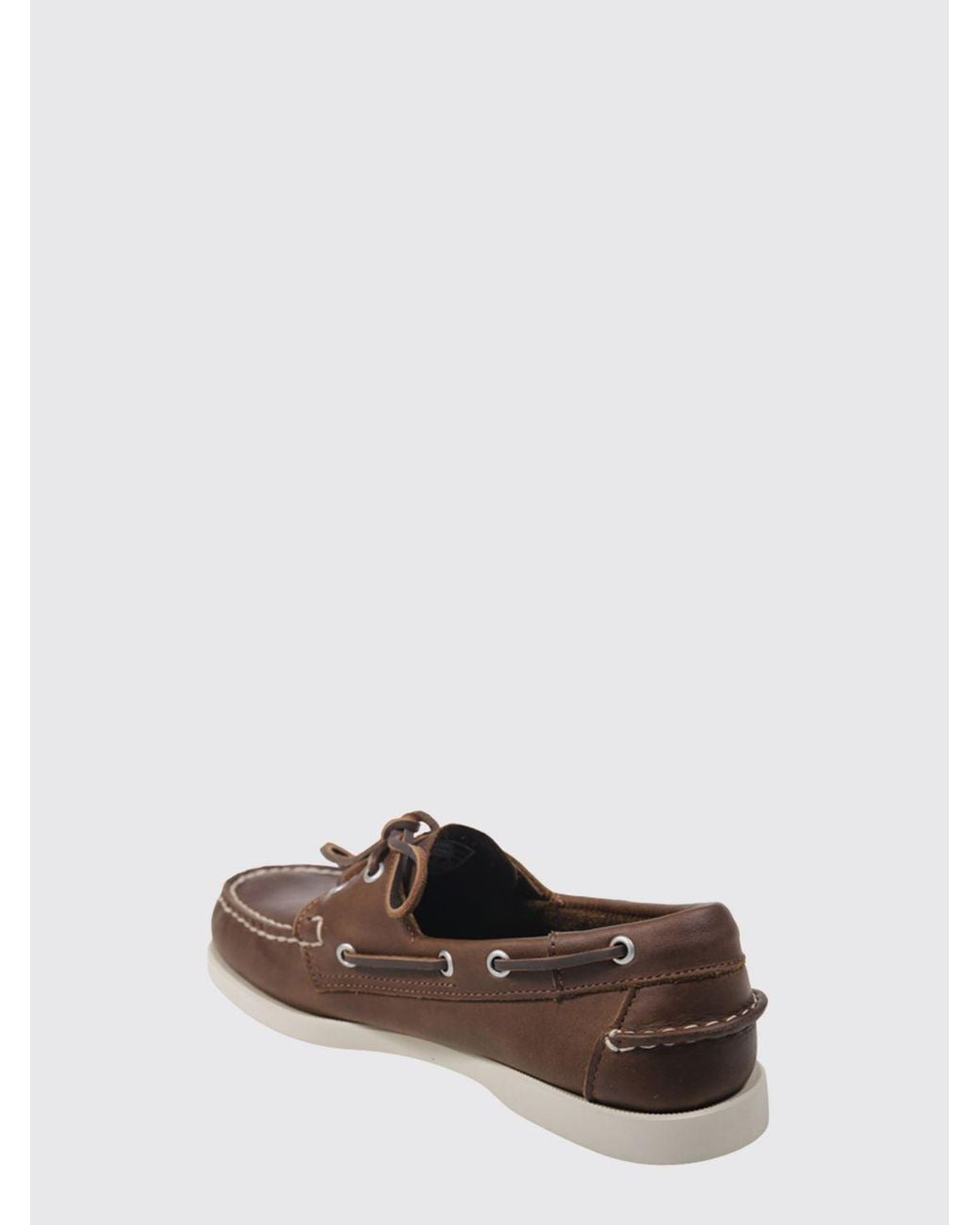 Sebago Brown Docksides Portland Smooth Leather Boat Shoes With Laces for men