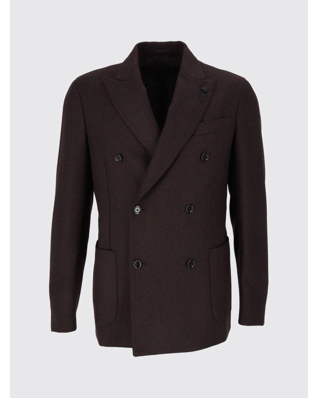 Lardini Blue Double-Breasted Wool And Cashmere Blazer With Patch Pockets for men