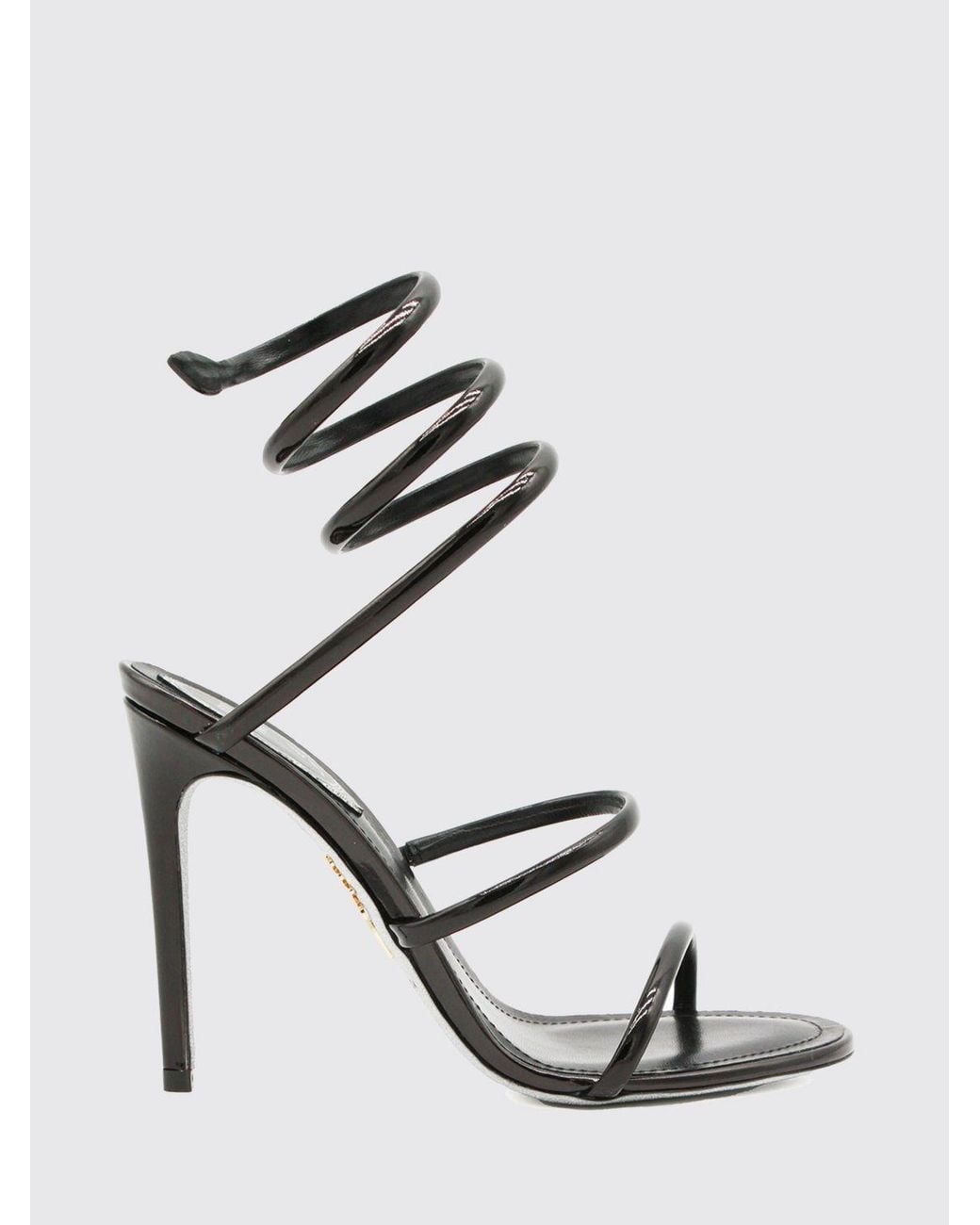 Rene Caovilla White Cleo Patent Leather Snake-Coil Sandals With Stiletto Heel