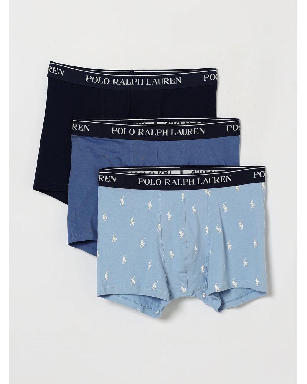 Polo Ralph Lauren Blue Set Of Three Stretch-Cotton Boxer Trunks With Logo Waistband for men