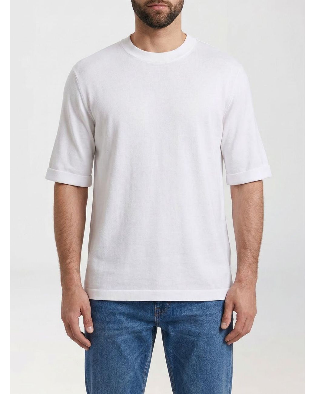 Brunello Cucinelli White Cotton T-Shirt for men