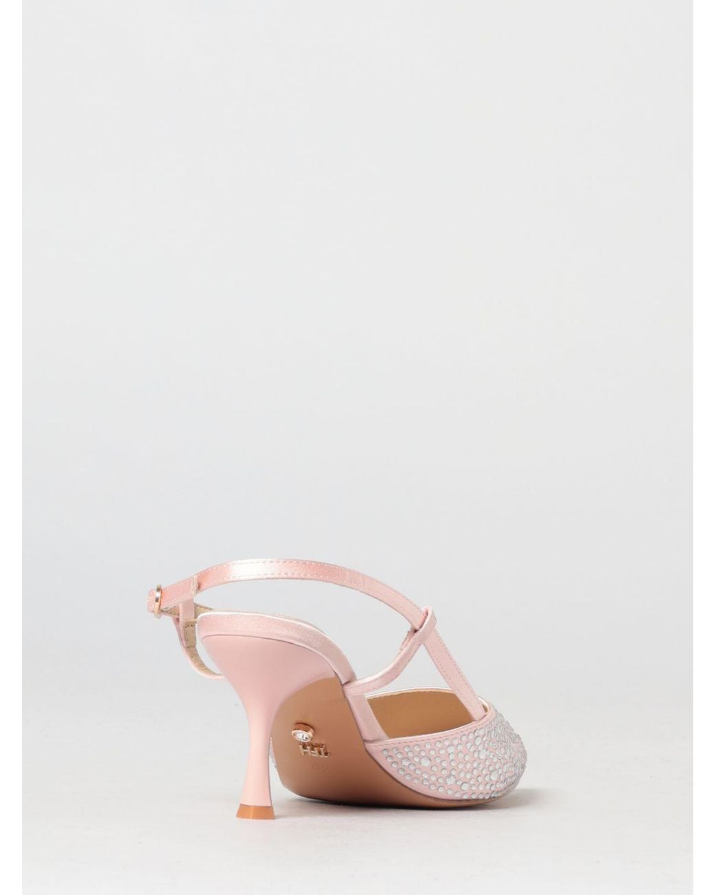 Twentyfourhaitch Pink San Francisco Satin Slingbacks With Rhinestones