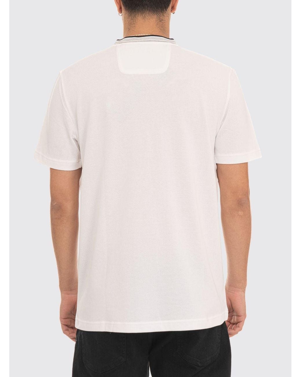 Boss White Cotton Crew-Neck T-Shirt With Contrasting Logo On The Chest for men