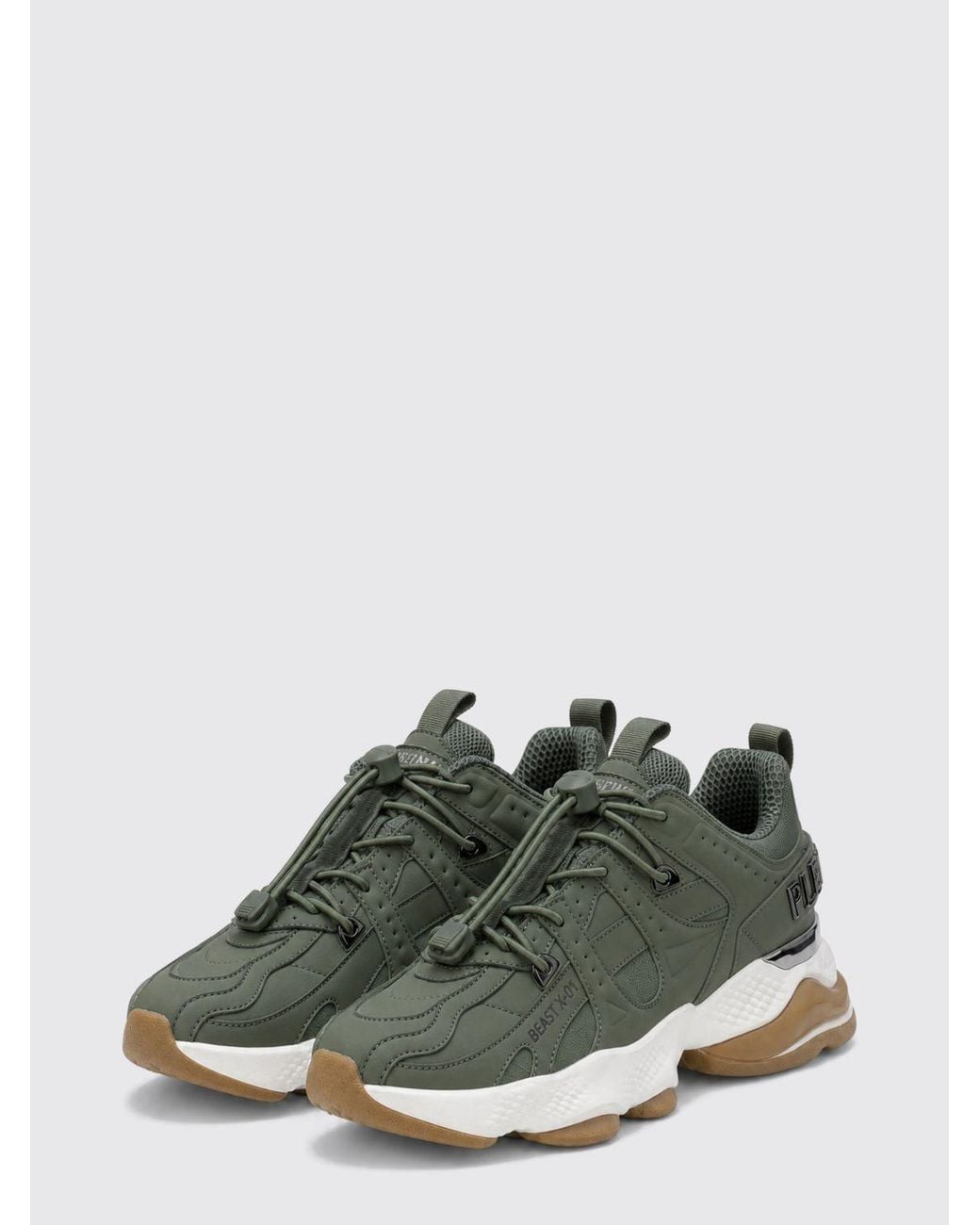 Philipp Plein Green Runner Beast X-01 Low-Top Trainers With Drawstring Closure for men