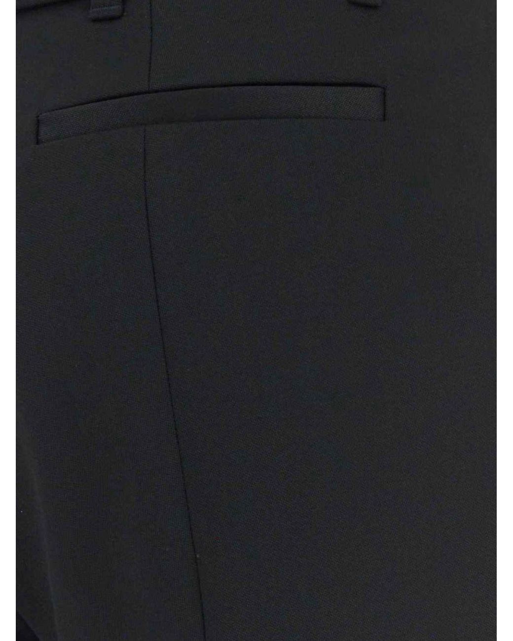 McQueen Black High-Waisted Flared Wool Tailored Trousers
