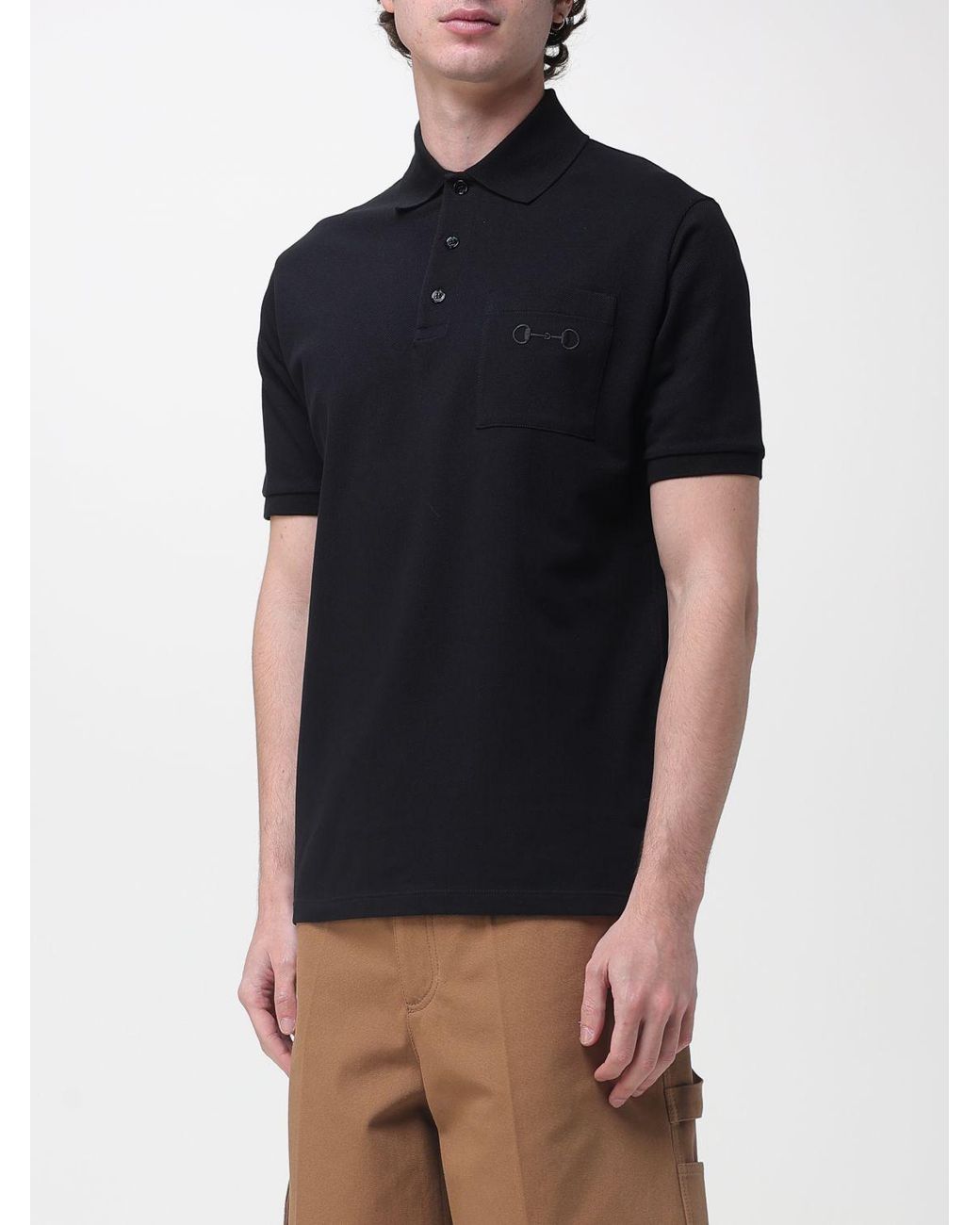 Gucci Black Basic Cotton Polo Shirt for men