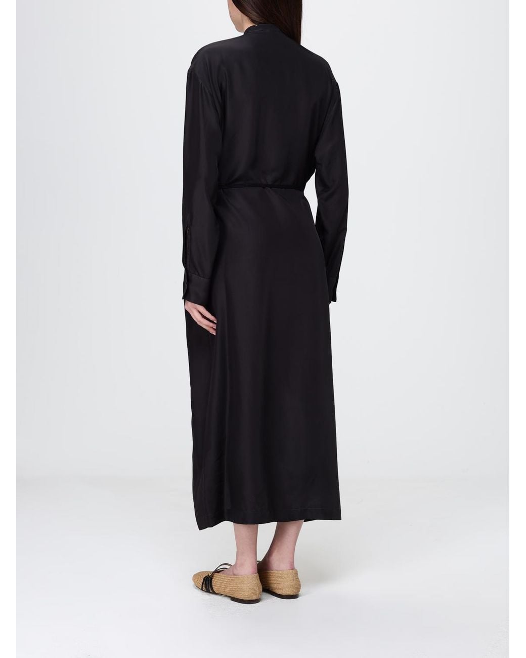 Barena Black Silk Midi Dress
