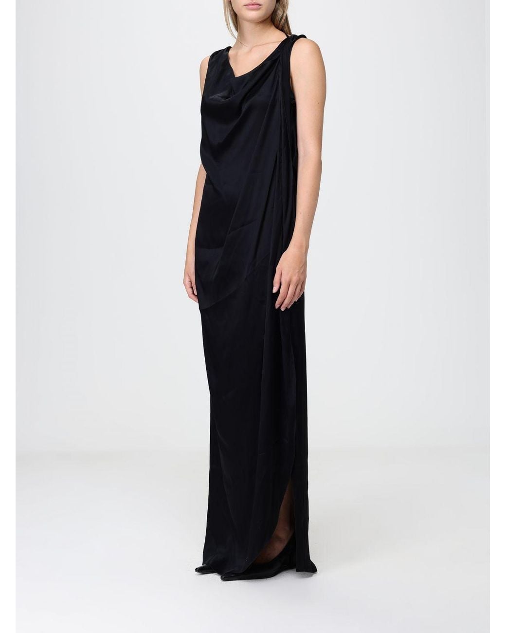 Maison Margiela Black Draped Off-The-Shoulder Mini Tunic With Side Slit