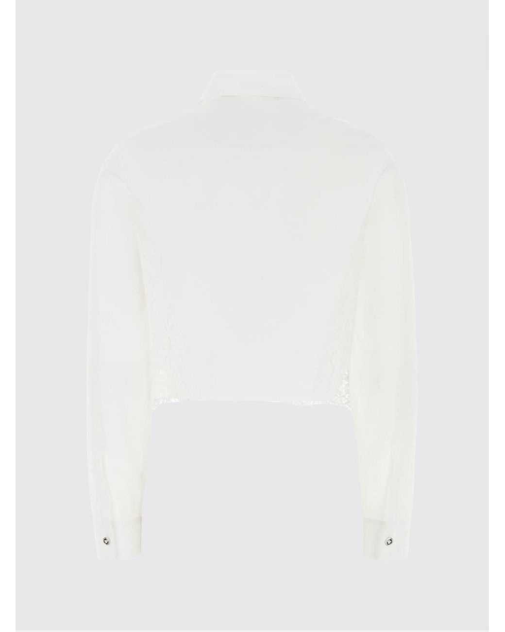 Versace White Cropped Cotton Shirt With Lace Inserts