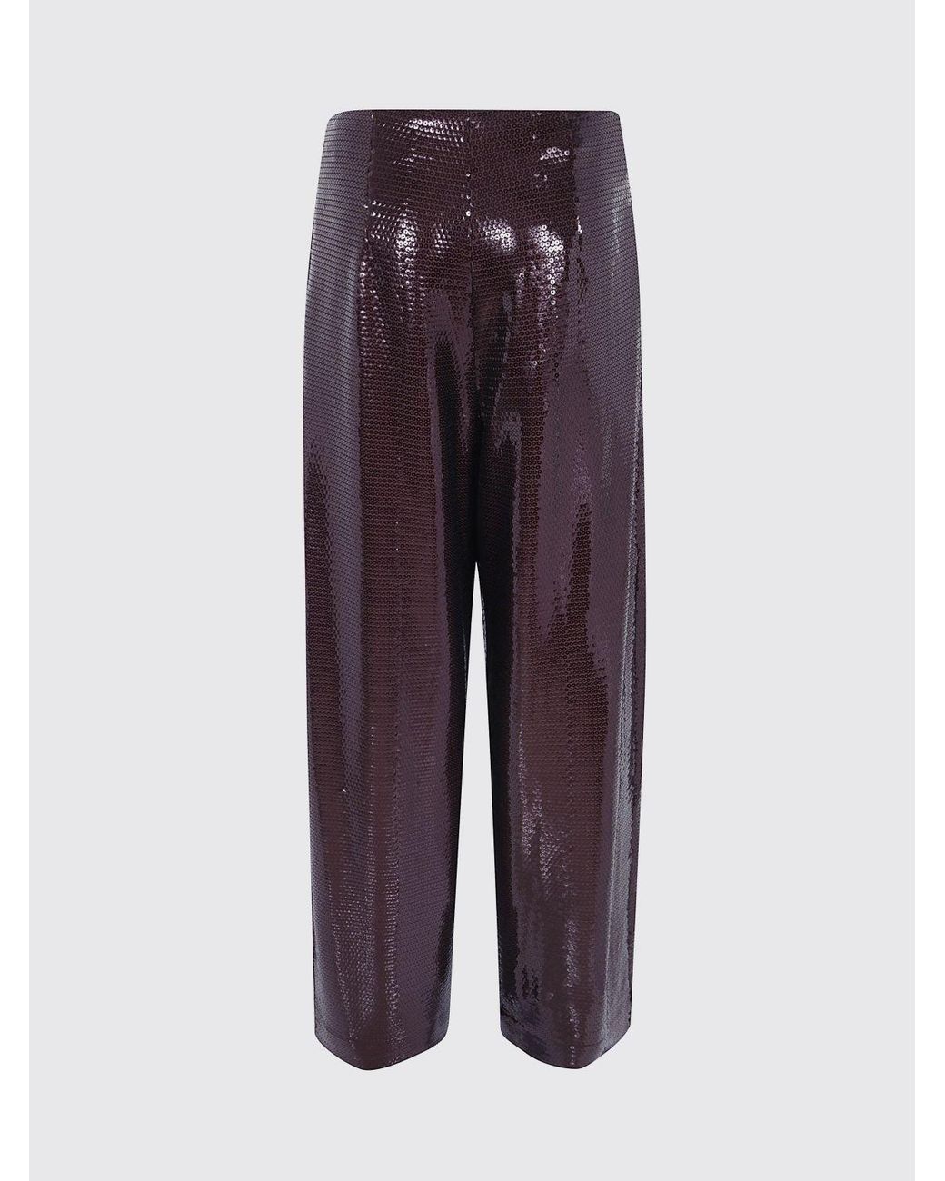 Alberta Ferretti Purple High-Waisted Palazzo Trousers With Rhinestone Details