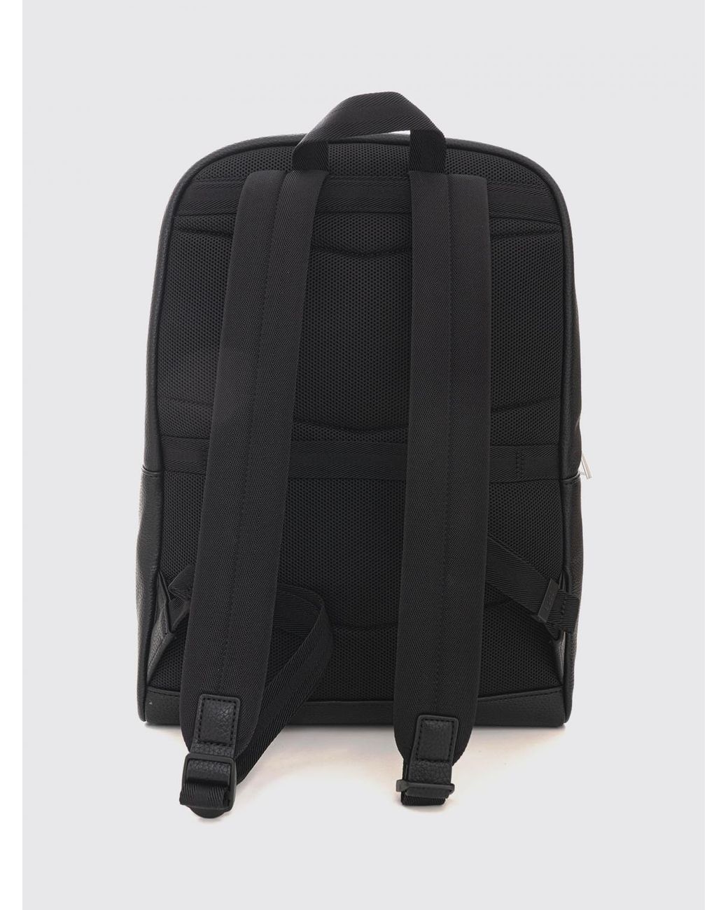 Boss Black Leather Backpack With Adjustable Shoulder Straps And Contrast Logo for men
