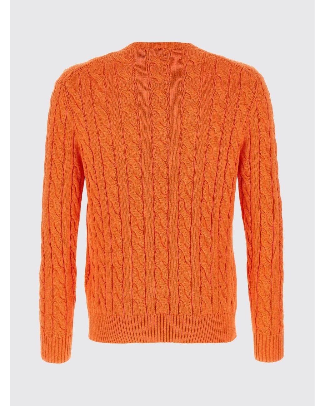 Polo Ralph Lauren Orange Cable-Knit Embroidered Sweater for men
