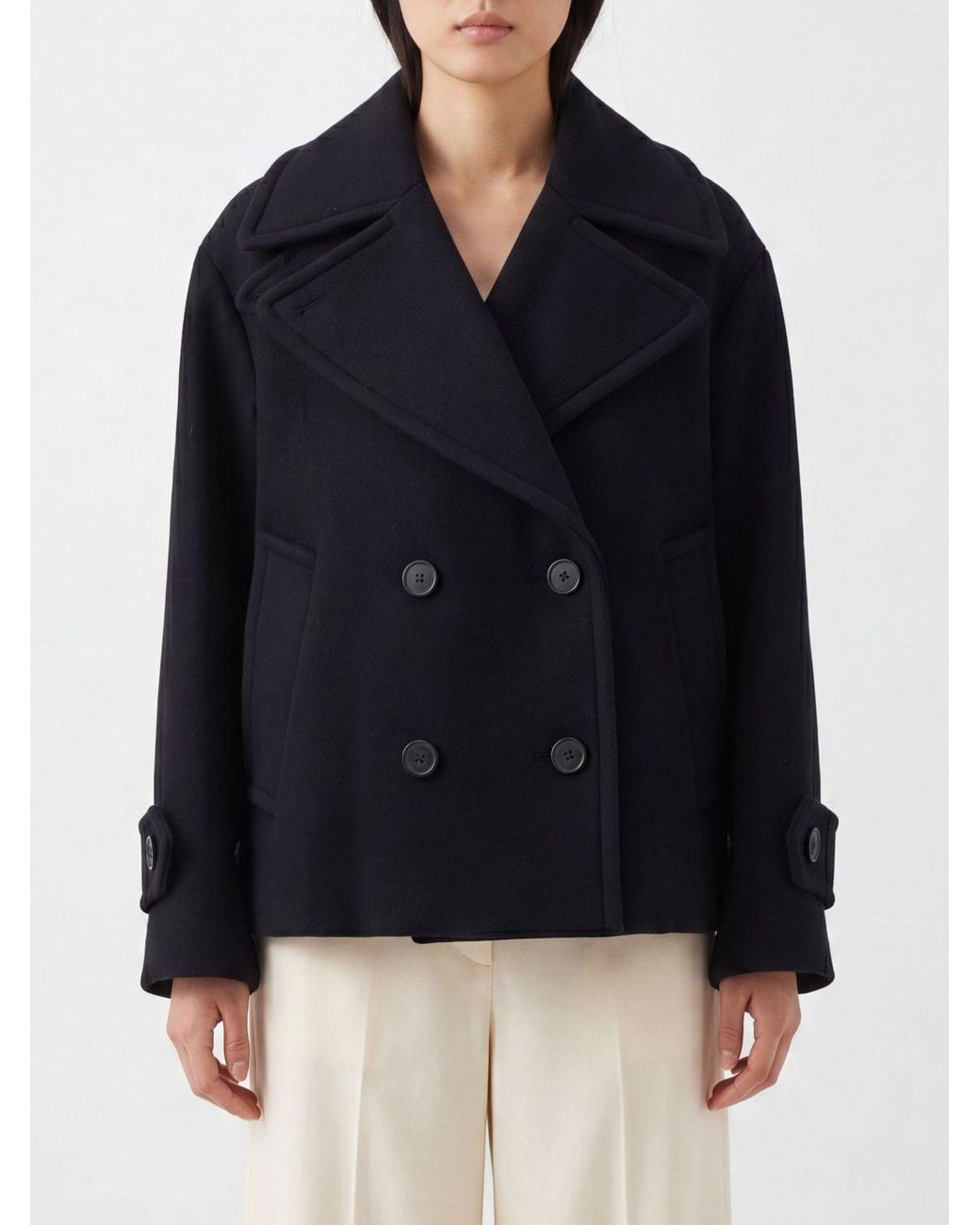 Chloé Blue ChloÉ Double-Breasted Wool Blend Pea Coat With Dropped Shoulders
