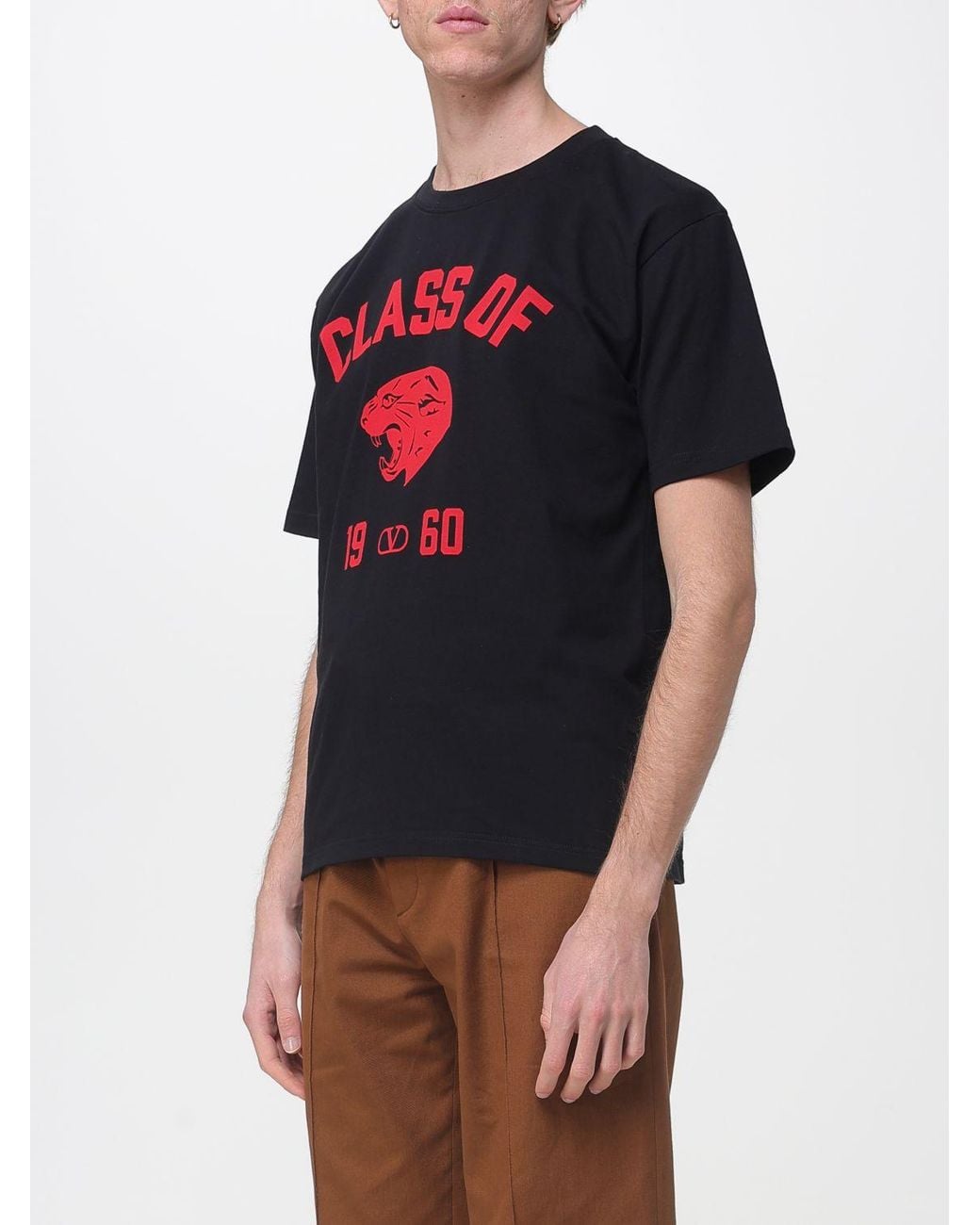 Valentino Black Cotton T-Shirt With Logo for men