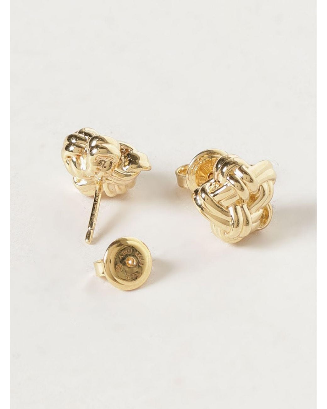 Bottega Veneta Natural Knot 18K-Plated Stud Earrings