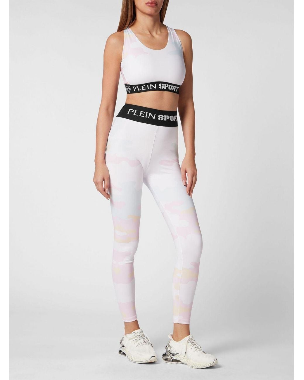Philipp Plein White High-Waisted Camouflage Print Skinny Leggings