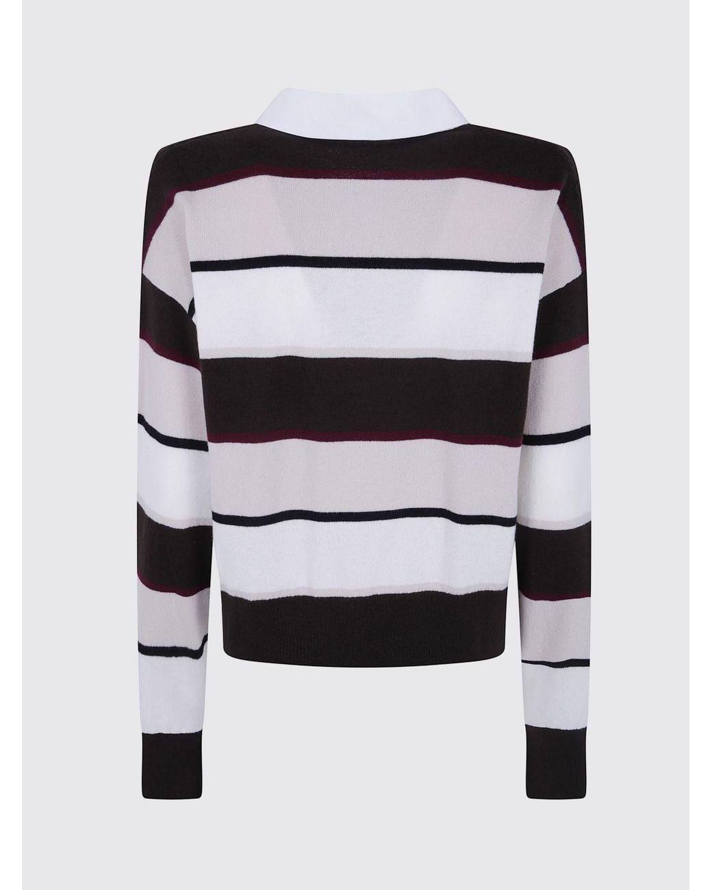 Mrz White Striped Long-Sleeve Virgin Wool And Cashmere Polo