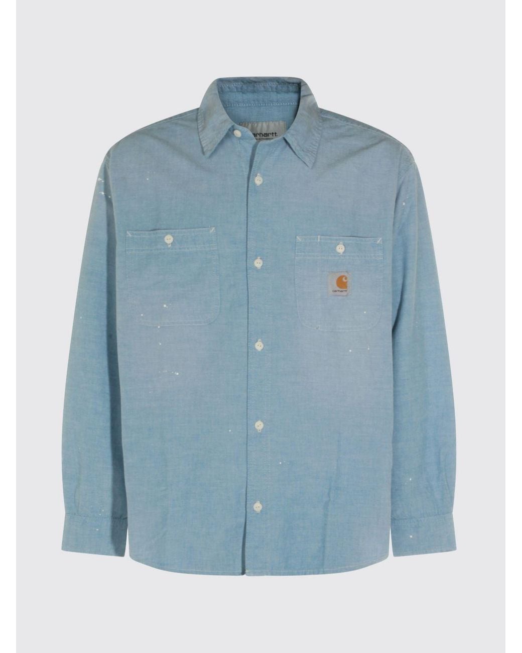 Carhartt Blue Slim Fit Cotton Casual Shirt With French Collar And Patch Pocket for men