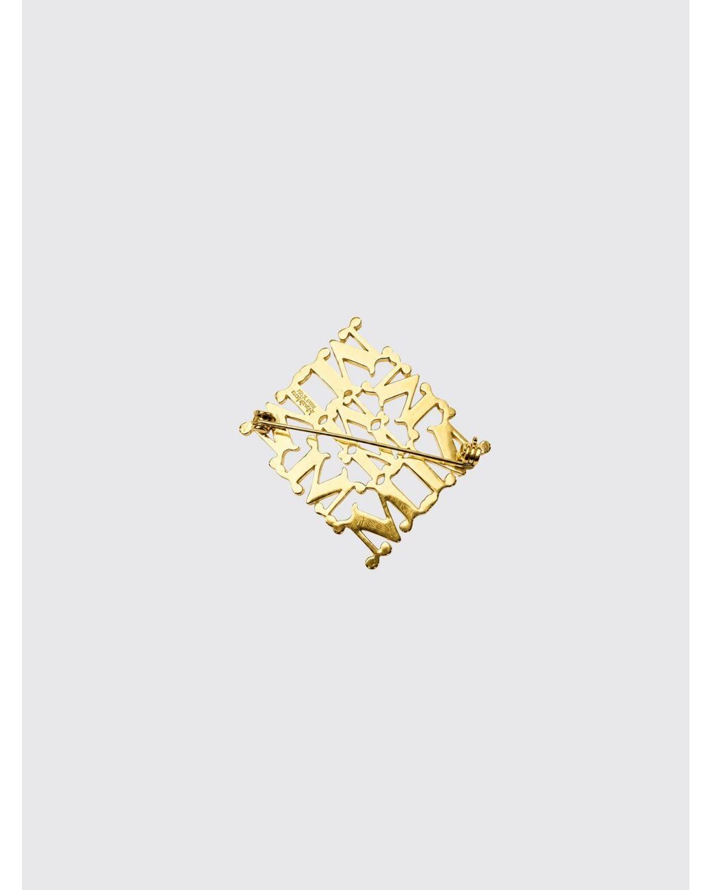 Max Mara White Pioppo Monogram Design Chrome-Plated Metal Brooch