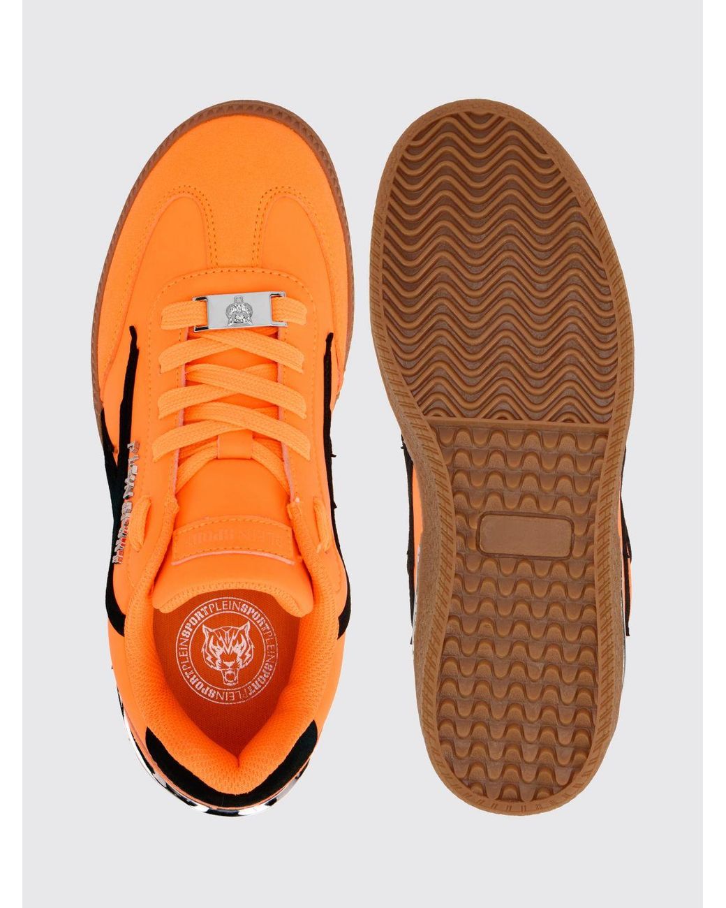 Philipp Plein Orange Raptor-X Leather Sneakers for men