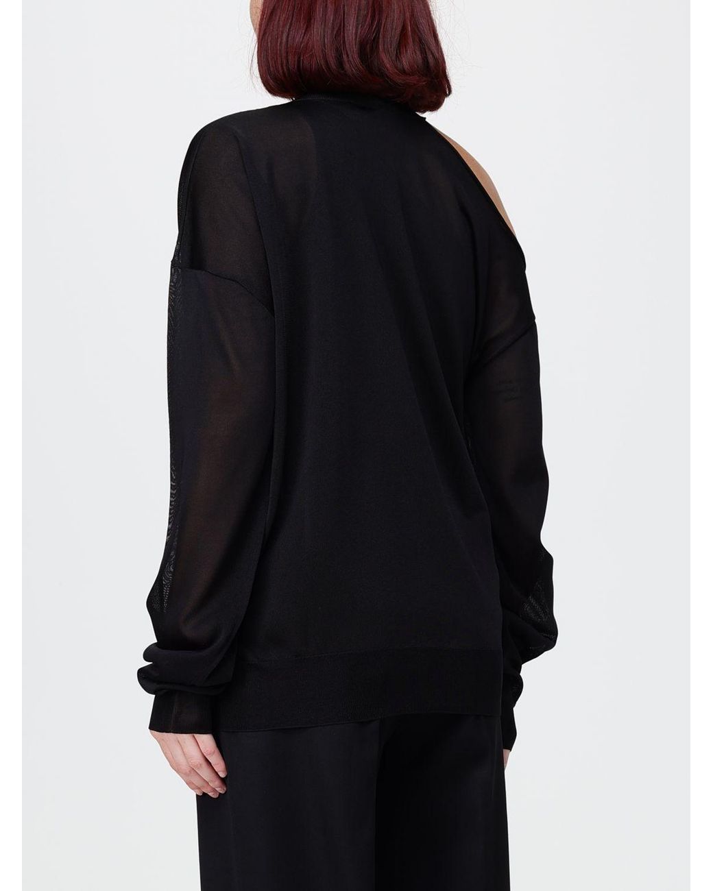 Fendi Black Cut-Out Shoulder Viscose Knit Turtleneck Jumper
