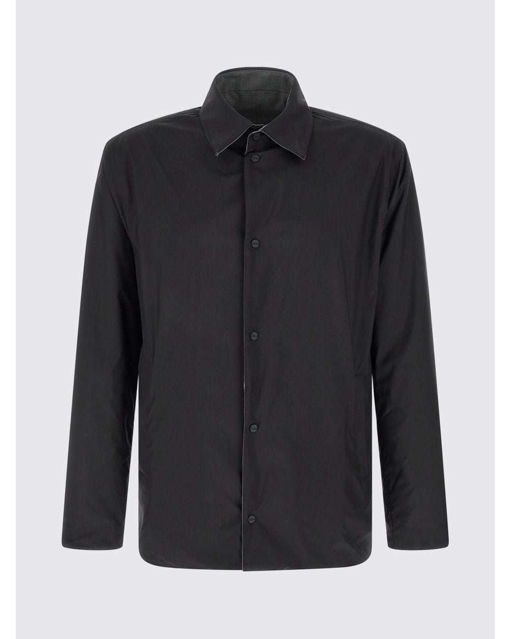 Herno Gray Wool Blend Shirt Jacket With Patch Pockets for men