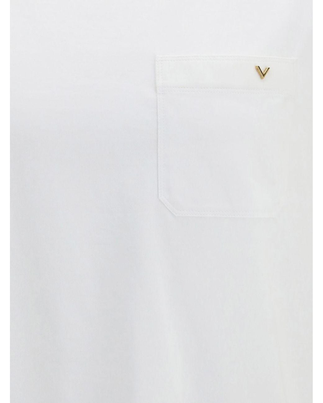 Valentino White Slim Fit Vlogo Signature Cotton Pocket T-Shirt for men