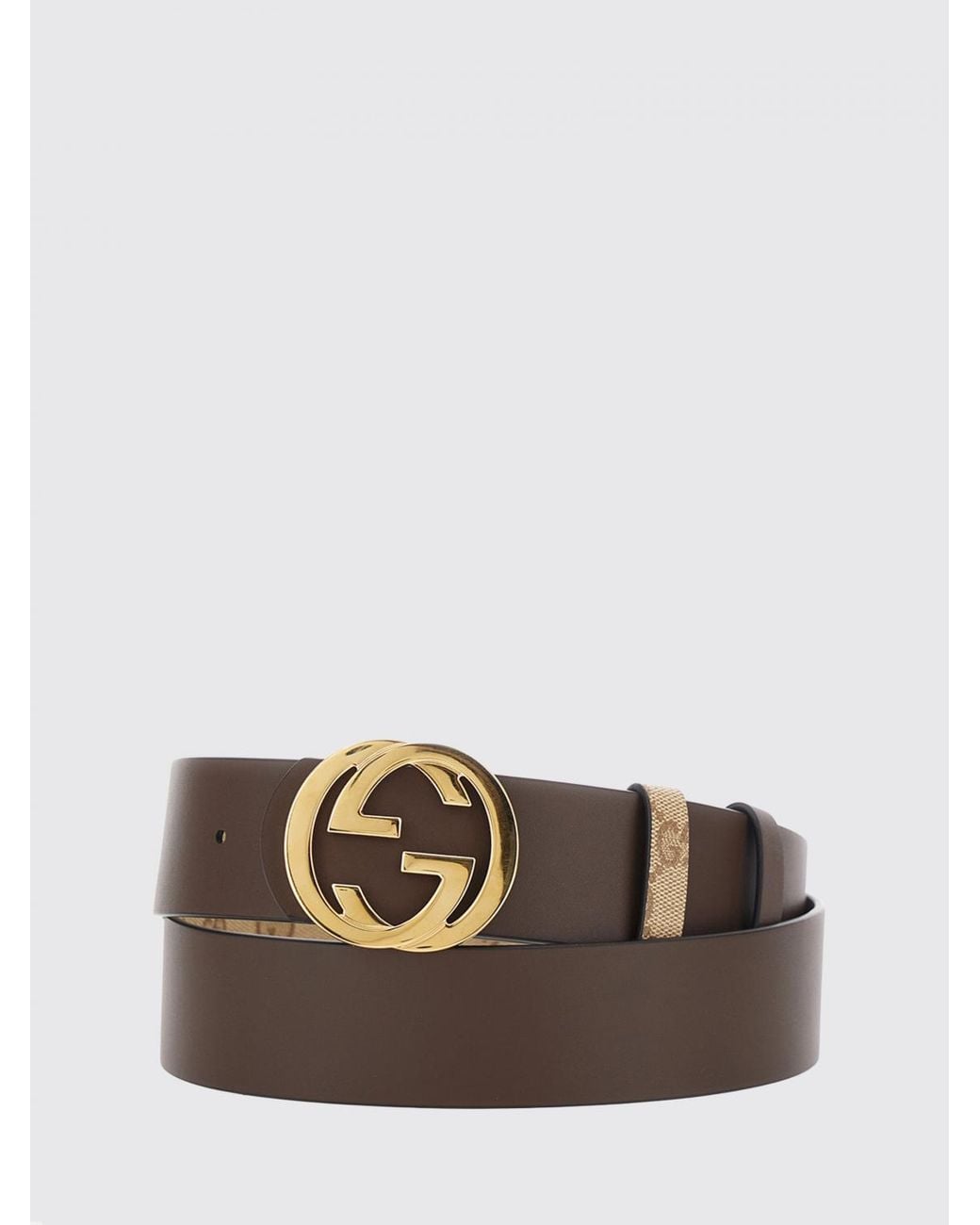 Gucci Natural Reversible Leather And Cotton Blend Belt With Gg Monogram Buckle for men