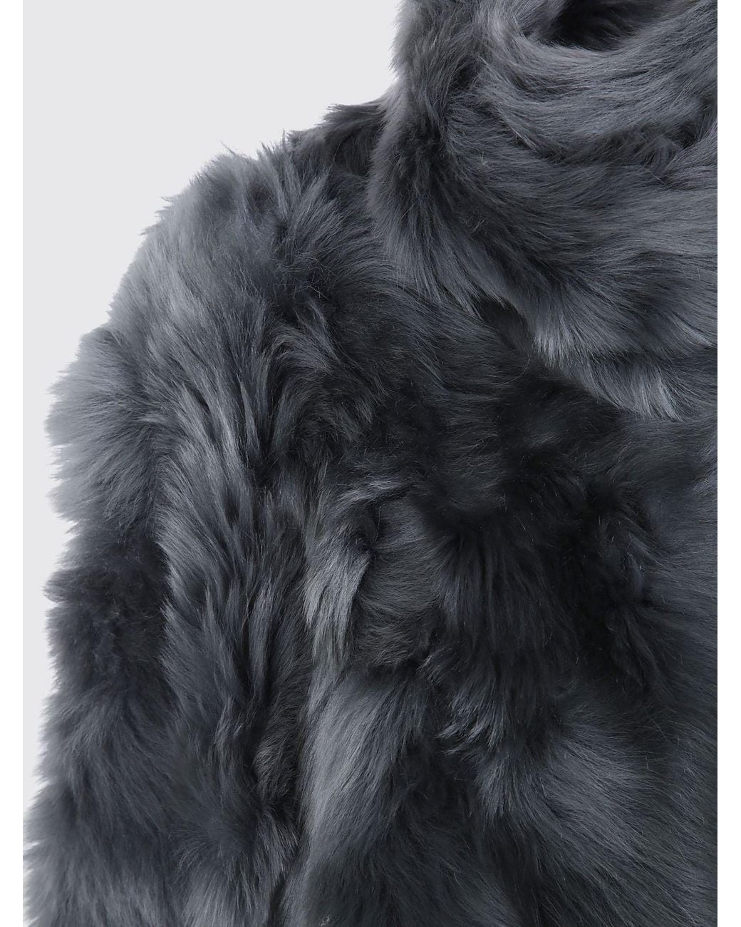 Yves Salomon Gray Double-Breasted Cropped Lambskin Jacket With Funnel Neck