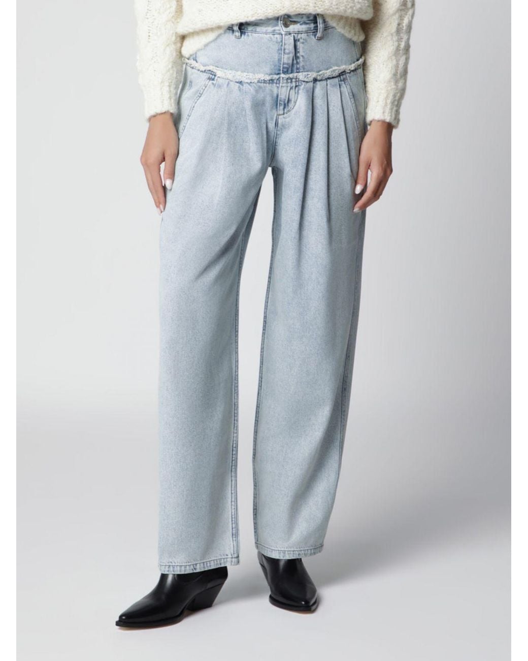 Isabel Marant Blue Iniza High-Waisted Wide-Leg Denim Jeans