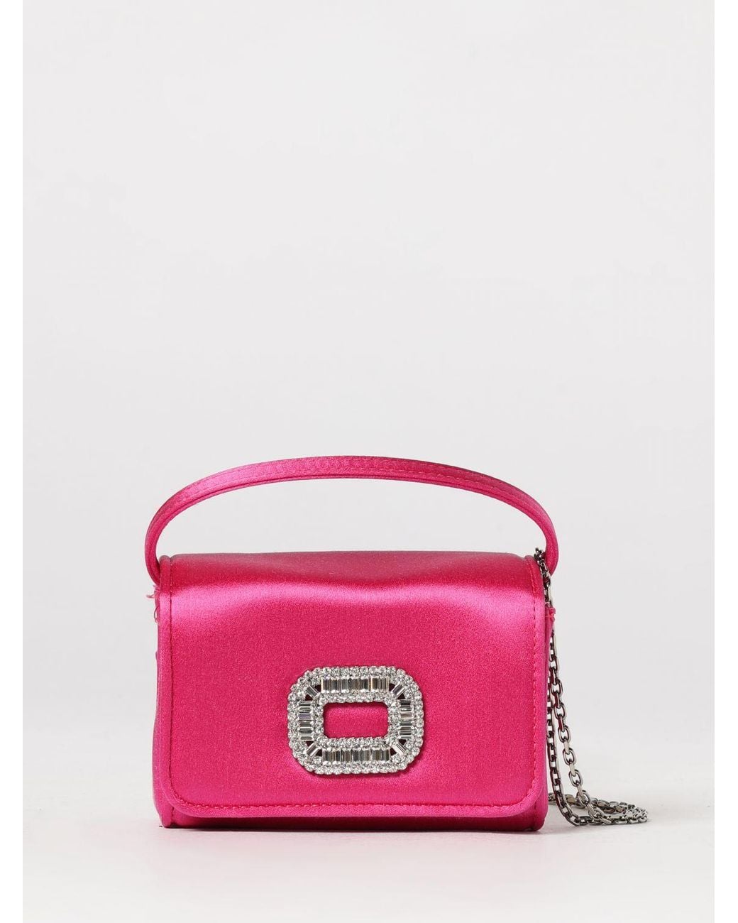 Roger Vivier Pink Pilgrim Satin Bag With Jewel Buckle