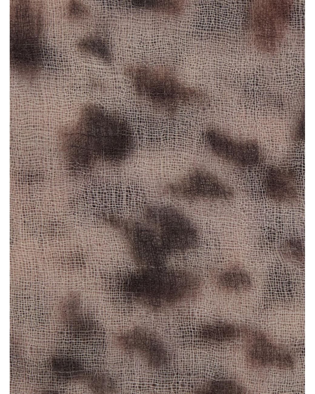 Brunello Cucinelli Brown Rectangular Cashmere Scarf With Animalier Print