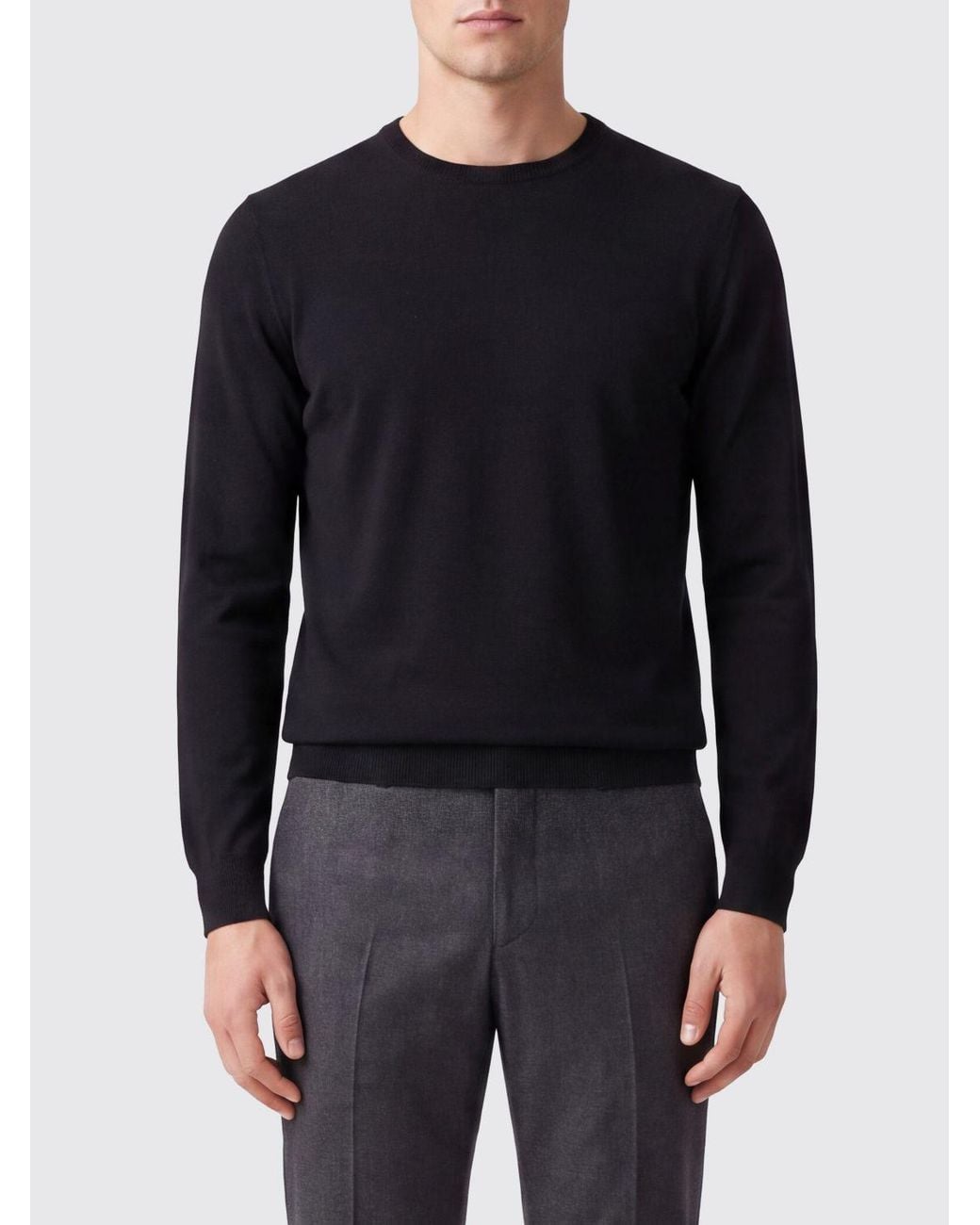 Tagliatore Blue 100% Wool Crew-Neck Jumper With Ribbed Trims for men