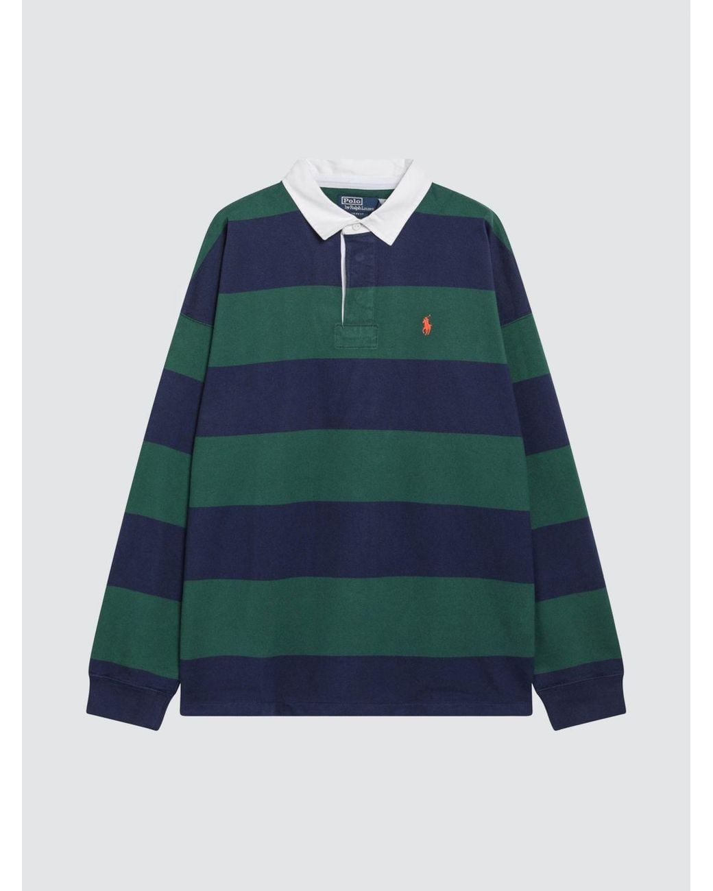 Polo Ralph Lauren Blue Striped Long-Sleeved Polo Shirt for men