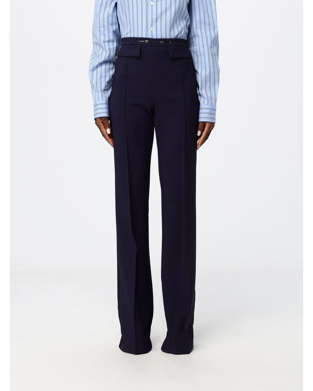 Elisabetta Franchi Blue High-Waisted Skinny Stretch-Crêpe Trousers